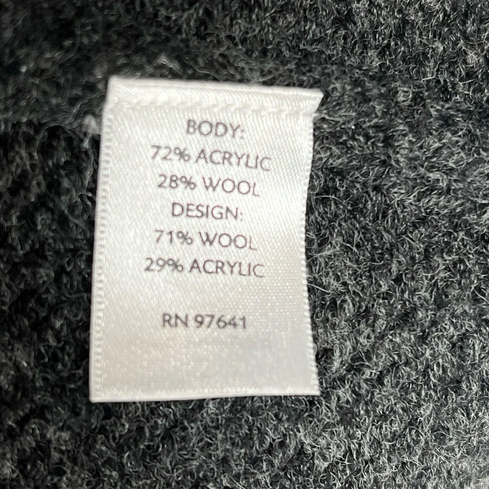 J.Jill Womens Cardigan Size‎ L Gray Fair Isle Beaded Pockets Scandi Coastal Wool